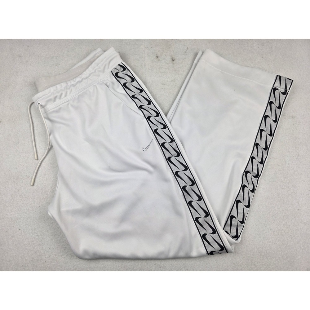 Nike Women's Sportswear Platinum Silver Logo Open Hem White Pants XL BV3470-101